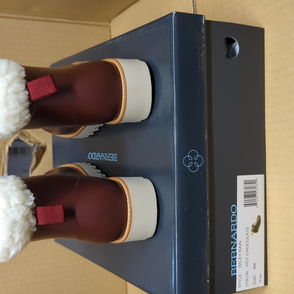 Anthropologie Bernardo Wiley rain Hit Chocolate Rain/winter Boots, Size 8 - Picture 7 of 10